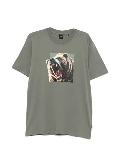 Hugo Boss Dobermann Bear-graphic T-shirt In Green