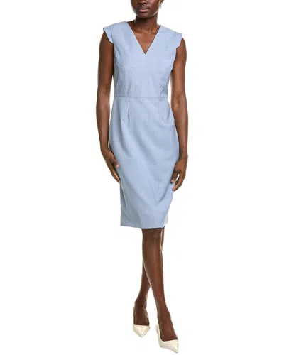 Hugo Boss Docia Wool Sheath Dress In Blue