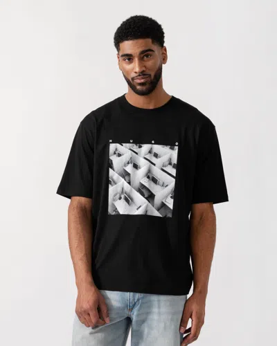 Hugo Boss Dodger Mens Printed-artwork T-shirt In Cotton Jersey In Black