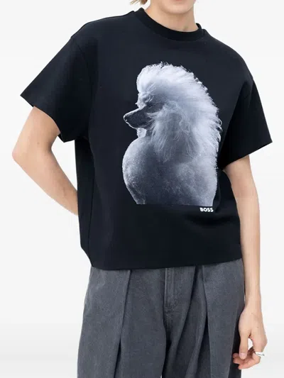 Hugo Boss Dog-print T-shirt In Black