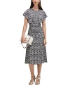 Hugo Boss Short-sleeved Dress In Abstract-patterned Fabric In Open Misc