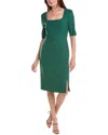 Hugo Boss Doneba Bodycon Square Neck Dress In Green