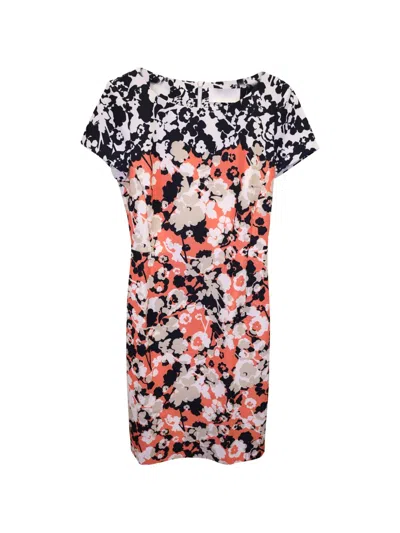 Pre-owned Hugo Boss Donisa Floral-print Mini Dress In Orange