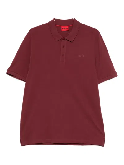 Hugo Boss Donos Logo-detail Polo Shirt In Red