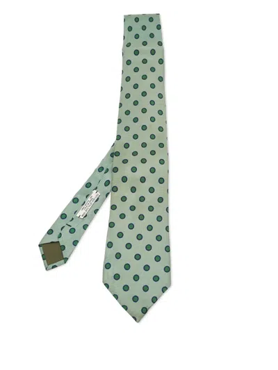 Pre-owned Hugo Boss Dot Jacquard Silk Tie In Green