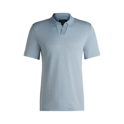 Hugo Boss Dot-pattern Polo Shirt In Cotton And Silk In Blue