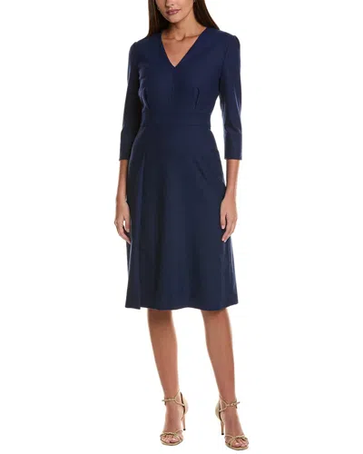 Hugo Boss Dotara Flannel Sheath Dress In Blue