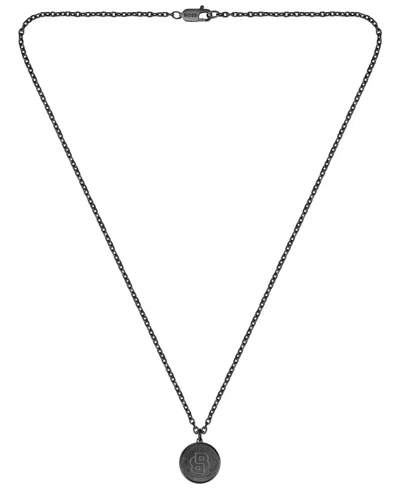Hugo Boss Double B Coin Ionic Plated Black Stainless Steel Necklace