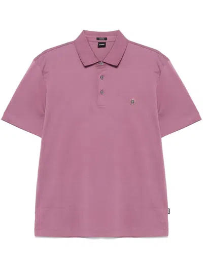 Hugo Boss Double B-monogram Cotton Polo Shirt In Purple
