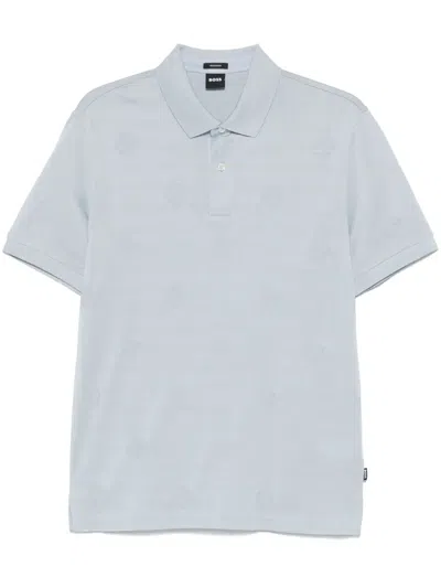 Hugo Boss Double-b Monogram Polo Shirt In Blue