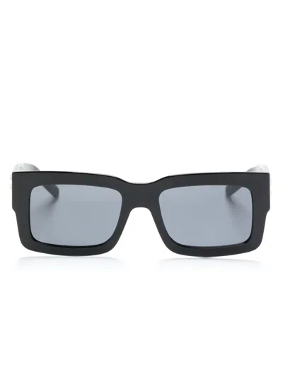 Hugo Boss Double B-plaque Rectangle-frame Sunglasses In Black