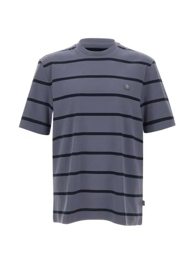 Hugo Boss Double B Striped T-shirt In Blue