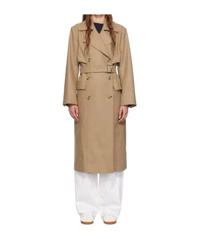 Hugo Boss Double-breasted Belted Coat In Nude