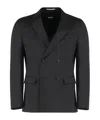 Hugo Boss Boss Double-breasted Wool Blend Jacket In Black