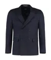Hugo Boss Boss Double-breasted Wool Jacket In Black