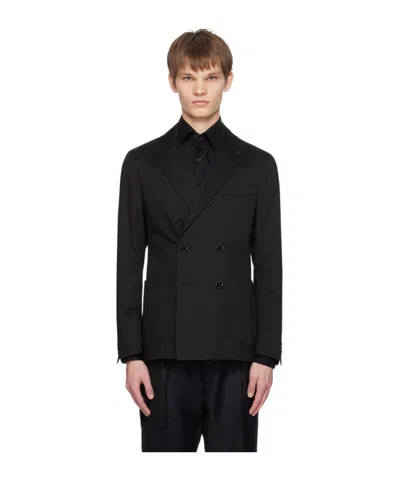 Hugo Boss Double-breasted Blazer In Black