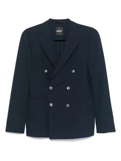 Hugo Boss Double-breasted Blazer In Blue