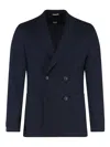 Hugo Boss Boss Double-breasted Wool Jacket In Blue