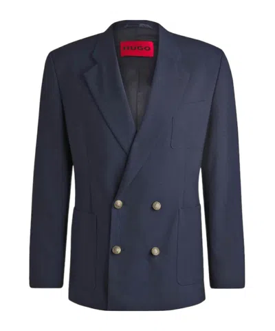 Hugo Boss Double Breasted Blazer In Blue