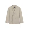 Hugo Boss Double-breasted Blazer In Micro-patterned Wool In Gray