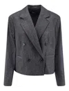 Hugo Boss Double-breasted Blazer In Wool Blend In Gray