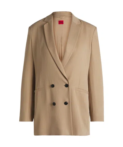 Hugo Boss Double-breasted Blazer In Nude