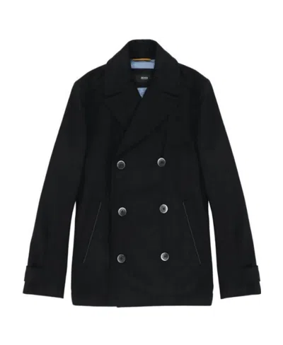 Hugo Boss Double-breasted Casual Jacket In Black