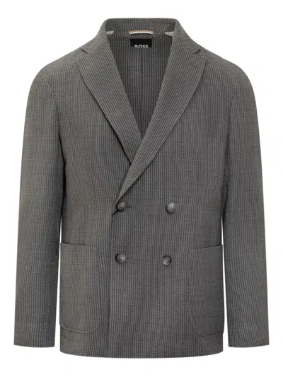 HUGO BOSS DOUBLE-BREASTED CHECKED BLAZER