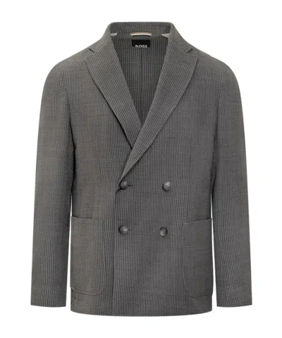HUGO BOSS DOUBLE-BREASTED CHECKED BLAZER