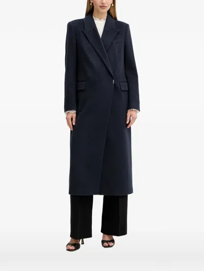 Hugo Boss Double-breasted Coat In Blue