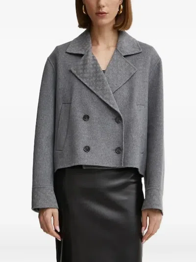 Hugo Boss Double-breasted Coat In Gray