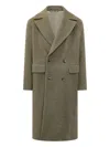 Hugo Boss Boss Boss Herringbone Wool Double-breasted Coat In Green