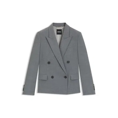 Hugo Boss Double-breasted Coat In A Melange Wool