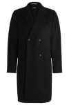 Hugo Boss Double-breasted Coat In An Alpaca Blend In Black
