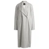 Hugo Boss Double-breasted Coat In Checked Crepe With Partial Lining In Multi