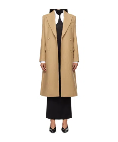 Hugo Boss Double-breasted Coat In Nude