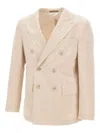 Hugo Boss Double-breasted Corduroy Blazer In Neutral