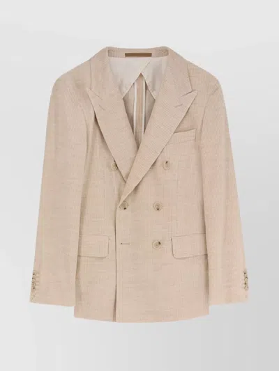 Hugo Boss Double-breasted Corduroy Blazer Pockets In Neutral