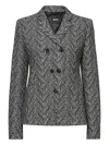 Hugo Boss Double-breasted Herringbone-pattern Jacket In Gray