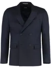 Hugo Boss Boss Double-breasted Wool Jacket In Blue