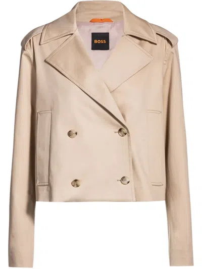 Hugo Boss Double-breasted Jacket In Brown