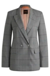 Hugo Boss Double-breasted Jacket In Checked Stretch Fabric In Patterned