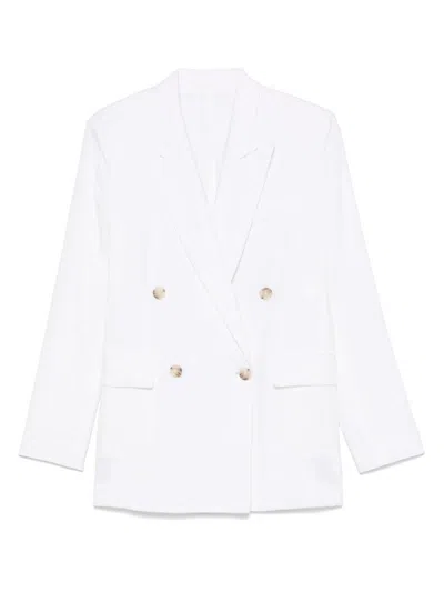 HUGO BOSS DOUBLE-BREASTED LINEN BLAZER WITH STRUCTURED SHOULDERS