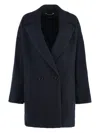 Hugo Boss Double-breasted Oversized Coat In Blue
