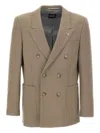 Hugo Boss Double-breasted Peak-lapel Blazer In Brown