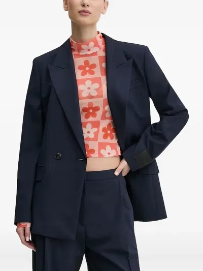 Hugo Boss Double-breasted Suit Jacket In Blue