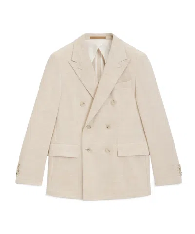 Hugo Boss Double-breasted Jacket With Wide Lapels And Tailored Fit In White