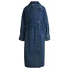 Hugo Boss Double-breasted Trench Coat In Dark-blue Denim In Blue