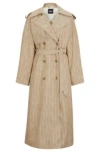 Hugo Boss Double-breasted Trench Coat In Pinstripe Material In Patterned
