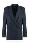 Hugo Boss Regular-fit Long-length Jacket In Denim-effect Twill In Blue